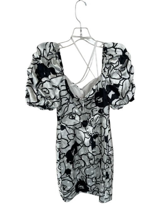 Ronny Kobo Size 0 White & Black Polyester Short Balloon Sleeve Polka Dot Dress White & Black / 0