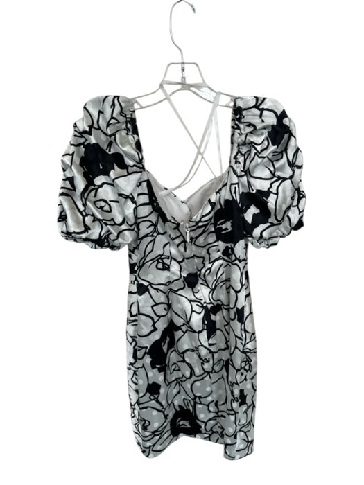 Ronny Kobo Size 0 White & Black Polyester Short Balloon Sleeve Polka Dot Dress White & Black / 0
