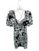 Ronny Kobo Size 0 White & Black Polyester Short Balloon Sleeve Polka Dot Dress White & Black / 0