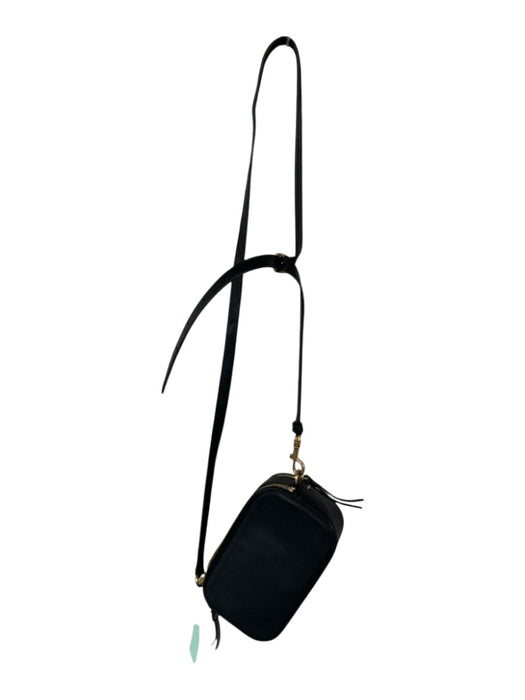 Tory Burch Black & Gold Leather Logo Pebbled Cross Body Strap Bag Black & Gold / XS