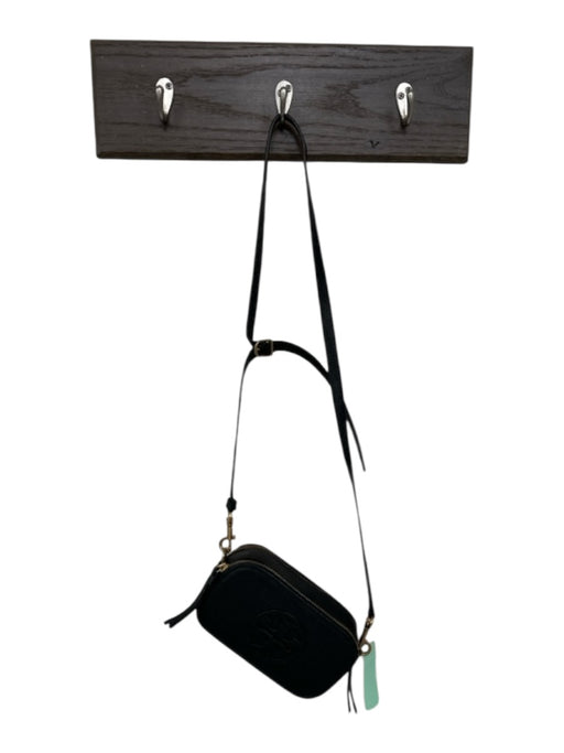 Tory Burch Black & Gold Leather Logo Pebbled Cross Body Strap Bag Black & Gold / XS