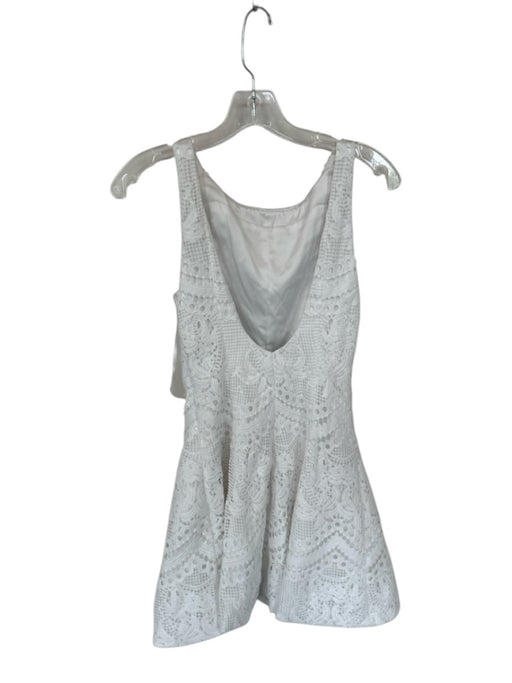 Jewel Badgley Mischka Size 0 White Polyester Blend Sleeveless Lace Dress White / 0