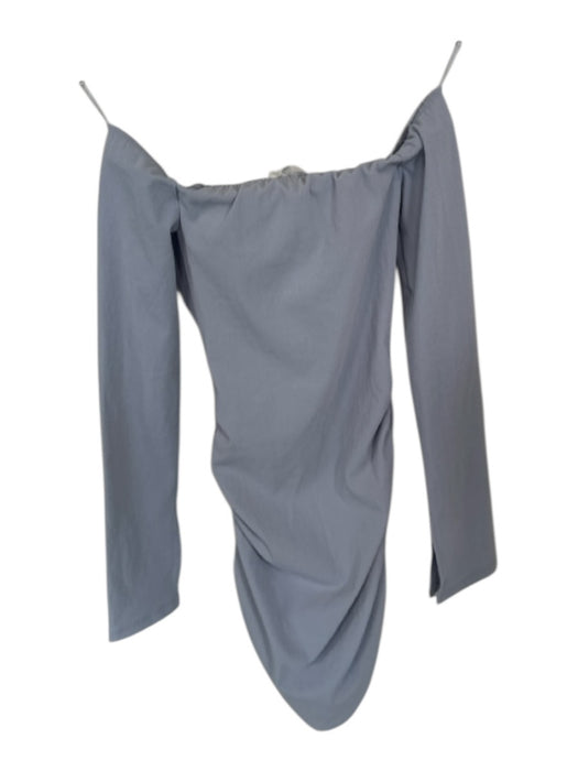 Zara Size S Slate Blue Polyester Blend Long Sleeve Gathered Side Mini Dress Slate Blue / S