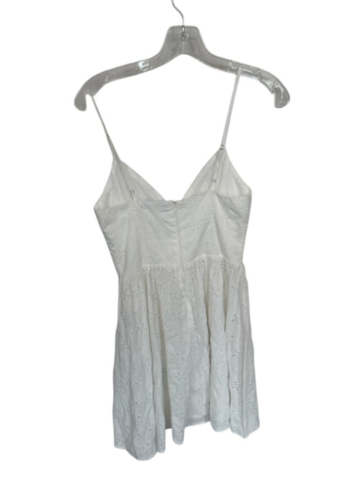 Zara Size XS White Cotton Spaghetti Strap Eyelet Back Zip Dress White / XS