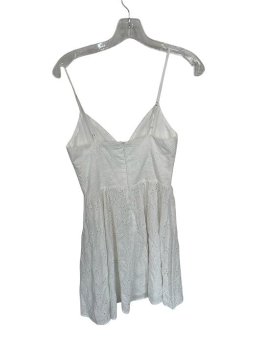Zara Size XS White Cotton Spaghetti Strap Eyelet Back Zip Dress White / XS