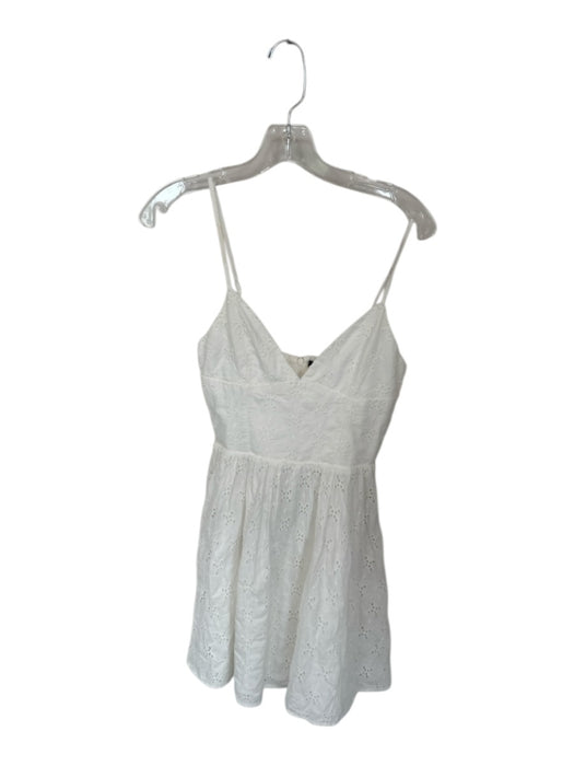 Zara Size XS White Cotton Spaghetti Strap Eyelet Back Zip Dress White / XS