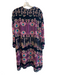 Johnny Was Size XL Navy Blue Rayon & Silk Long Sleeve Floral Print V Neck Dress Navy Blue / XL