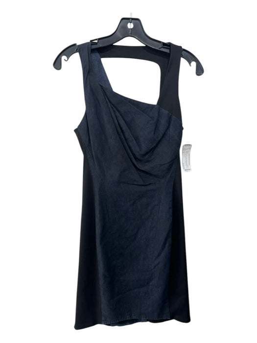 Helmut Lang Size 4 Black & Navy Cotton Blend Sleeveless Dark Wash Paneled Dress Black & Navy / 4