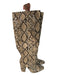 Zara Trafaluc Shoe Size 38 Beige & Brown Faux Snakeskin Knee High Side Zip Boots Beige & Brown / 38