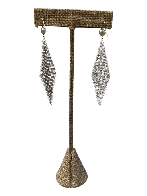 Tiffany & Co Silver Pearl Mesh Dangle drop Earrings Silver