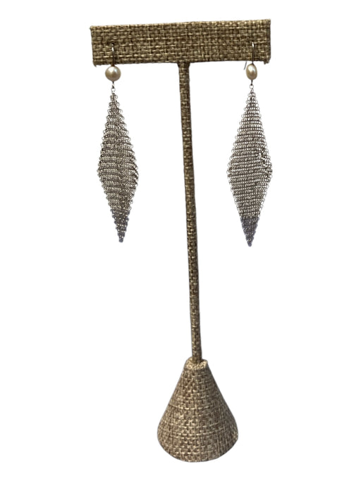 Tiffany & Co Silver Pearl Mesh Dangle drop Earrings Silver
