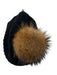 Linda Richards Black & Brown Fabric & Fur Knit Beanie Pom Pom Hat Black & Brown / One Size