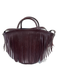 Trade Mark Burgundy Purple Leather Top Handle Fringe Shoulder Strap Bucket Bag Burgundy Purple