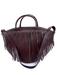Trade Mark Burgundy Purple Leather Top Handle Fringe Shoulder Strap Bucket Bag Burgundy Purple