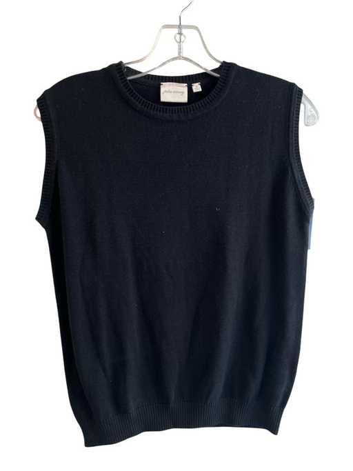 Julia Amory Size M Black Cotton & Viscose Knit Solid Sleeveless Round Neck Top Black / M
