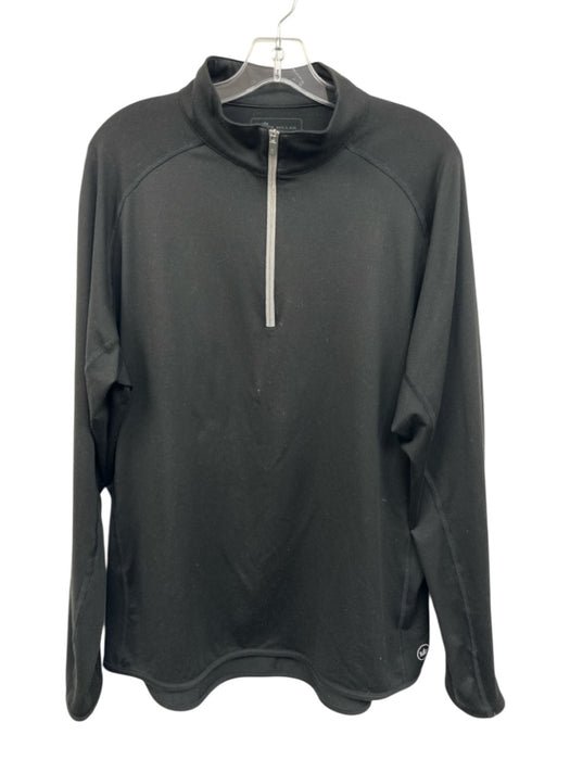 Peter Millar Size L Black Polyester Solid Quarter Zip Men's Long Sleeve Shirt Black / L