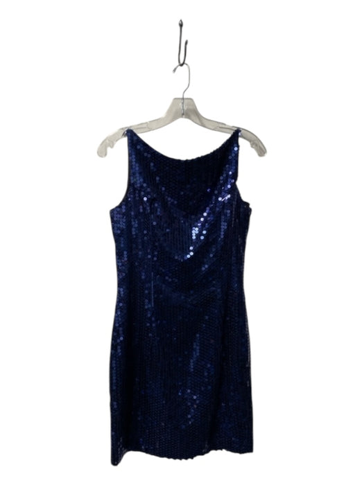 Anna Sui Size 6 Navy Polyester Sequin Midi Sleeveless zipper back Dress Navy / 6