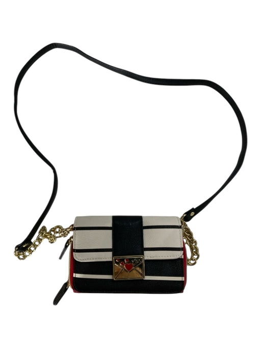 Betsy Johnson Red Black & Cream Leather Buckle Detail double zip Purse Red Black & Cream / XS