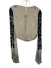 Free People Size XS Taupe Beige & Blue Rayon Long Flare Sleeve Short Set Taupe Beige & Blue / XS