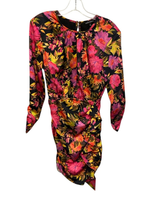 For Love & Lemons Size S Black, Orange & Pink Polyester Floral Dress Black, Orange & Pink / S