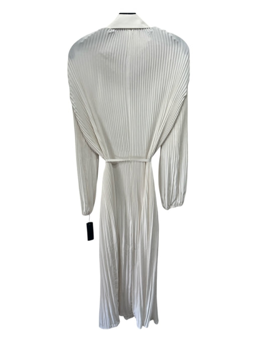 Darling, Size S Ivory White Polyester Pleated Button Sash Long Sleeve Dress Ivory White / S