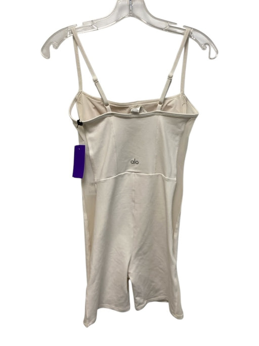 Alo Size S White Nylon Blend Spaghetti Strap Mesh Panel Athletic Romper White / S