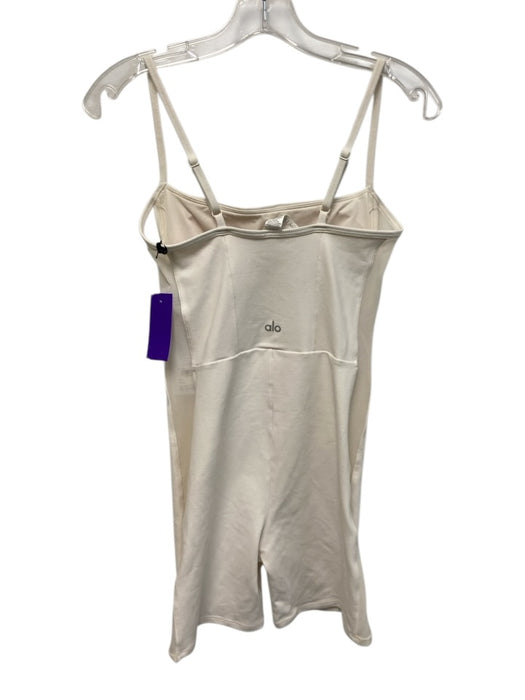 Alo Size S White Nylon Blend Spaghetti Strap Mesh Panel Athletic Romper White / S