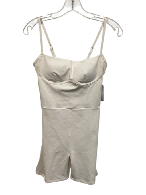 Alo Size S White Nylon Blend Spaghetti Strap Mesh Panel Athletic Romper White / S