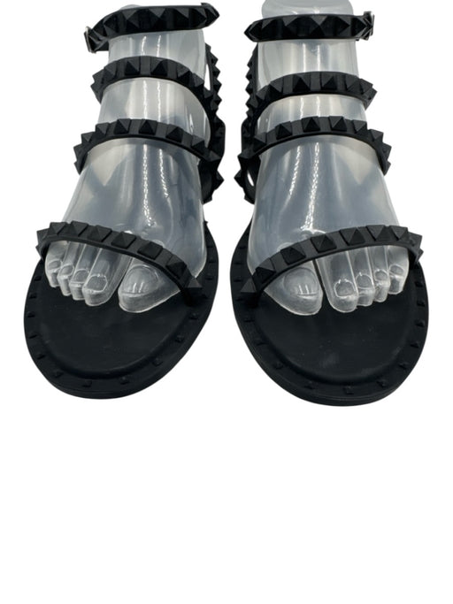 Steve Madden Shoe Size 9 Black Manmade Upper Rockstud Strappy Flat Sandals Black / 9