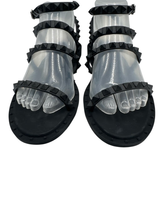 Steve Madden Shoe Size 9 Black Manmade Upper Rockstud Strappy Flat Sandals Black / 9