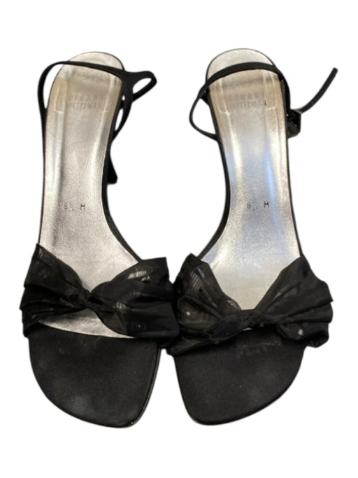Stuart Weitzman Shoe Size 8.5 Black Suede open toe Tulle Rhinestone Design Shoes Black / 8.5