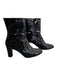 Aquatalia Shoe Size 9 Black Patent Leather Almond Toe Mid Calf Side Zip Boots Black / 9