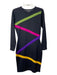 Andrea Jovine Size S Black & Multi Wool Round Neck Long Sleeve Striped Dress Black & Multi / S