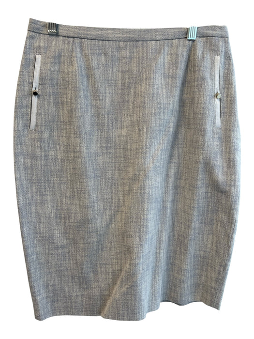 Red Valentino Size 6 Cream & Blue Cotton Blend Button Pocket Detail Pencil Skirt Cream & Blue / 6