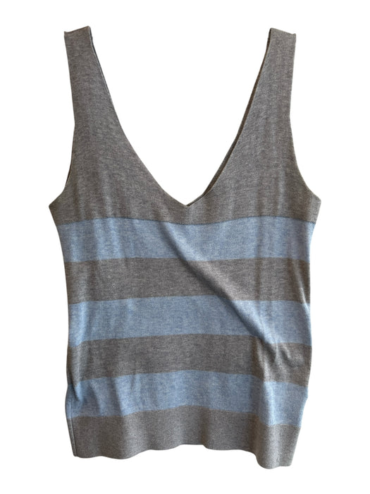 Red Valentino Size L Grey & Blue 100% Cotton V Neck & Back Tank Cardigan Set Grey & Blue / L