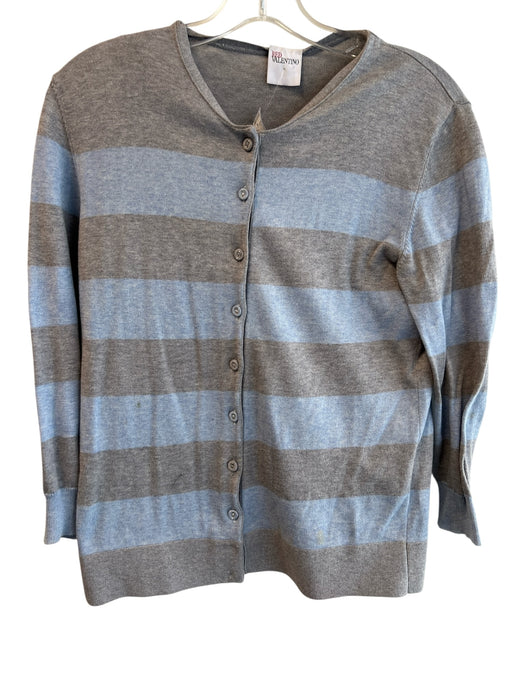Red Valentino Size L Grey & Blue 100% Cotton V Neck & Back Tank Cardigan Set Grey & Blue / L