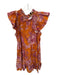 House of Harlow Size L Orange, Purple, & Cream 100% Cotton Flora & Fauna Dress Orange, Purple, & Cream / L