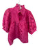 Jade Size M Pink Polyester Balloon Sleeve Flowers Ruffle Top Pink / M