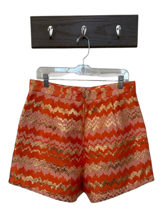 Emily McCarthy Size L Orange & Gold Polyester Blend jaquard Chevron Shorts Orange & Gold / L