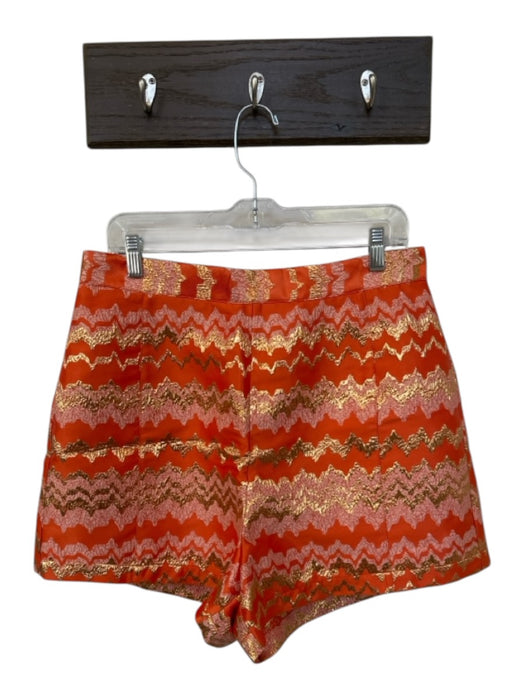 Emily McCarthy Size L Orange & Gold Polyester Blend jaquard Chevron Shorts Orange & Gold / L