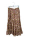 Clara The Label Size L Tan & Purple Cotton Blend Elastic Waist Flowers Skirt Tan & Purple / L