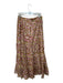 Clara The Label Size L Tan & Purple Cotton Blend Elastic Waist Flowers Skirt Tan & Purple / L
