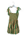 Hill House Size L Green & Yellow Cotton Tie Strap Striped Smocked Short Dress Green & Yellow / L
