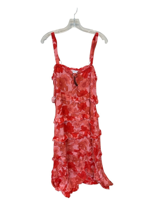 Petal + Pup Size L Pink & Red Rayon Floral Tiered Maxi Dress Pink & Red / L