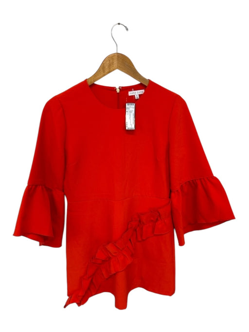 Anna Cate Size M Tomato Polyester Ruffle Detail Bell Sleeves Mini Dress Tomato / M