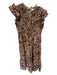 Moon River Size L Brown & Cream Polyester Paisley Scrunched Midi Dress Brown & Cream / L