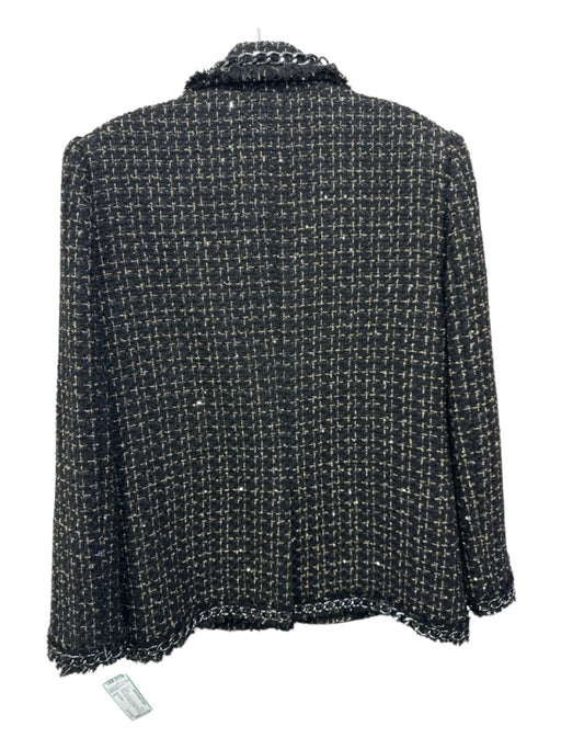 Alice & Olivia Size 8 Black, Gold, Silver Polyester Blend Long Sleeve Jacket Black, Gold, Silver / 8