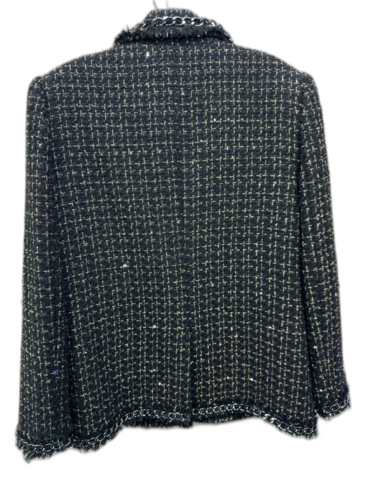 Alice & Olivia Size 8 Black, Gold, Silver Polyester Blend Long Sleeve Jacket Black, Gold, Silver / 8