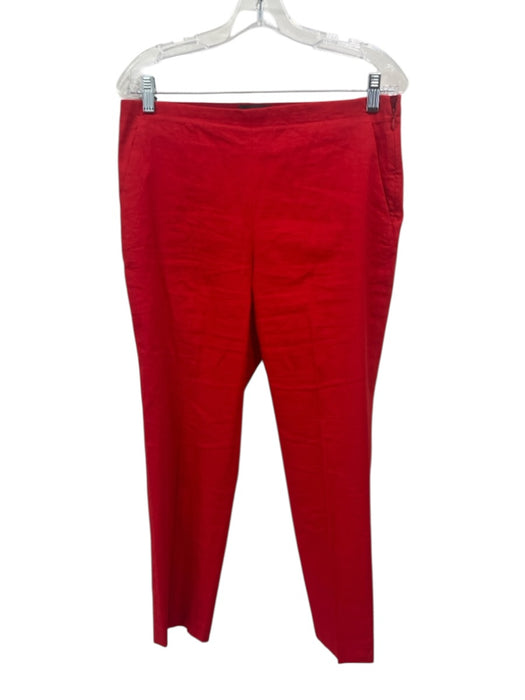Theory Size 6 Red Linen & Viscose Slim Leg Crop Double Breast Pockets Pant Set Red / 6