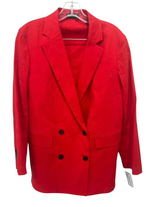 Theory Size 6 Red Linen & Viscose Slim Leg Crop Double Breast Pockets Pant Set Red / 6